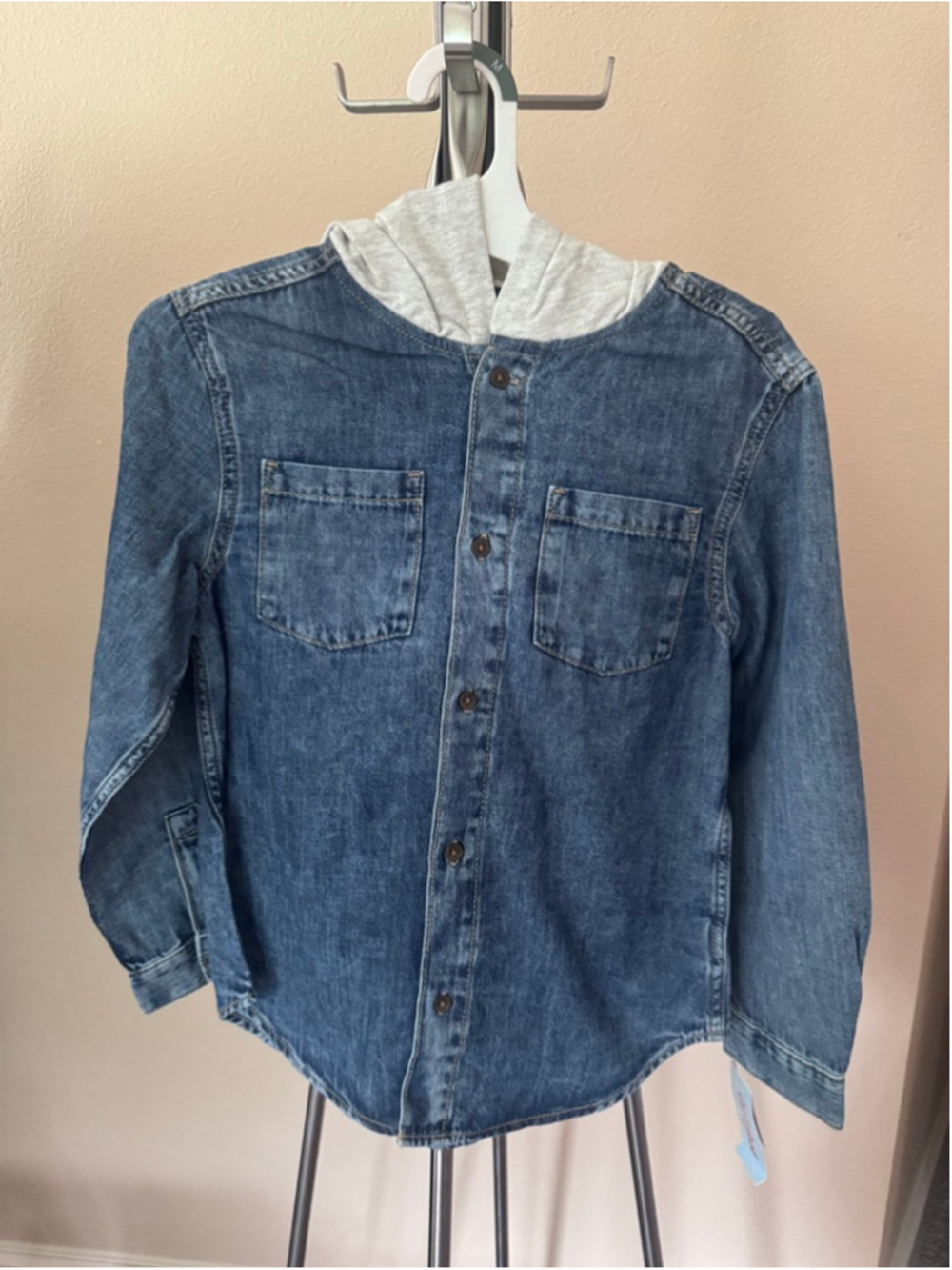 Jean Jacket Gray Hood Medium Blue Wash Size M